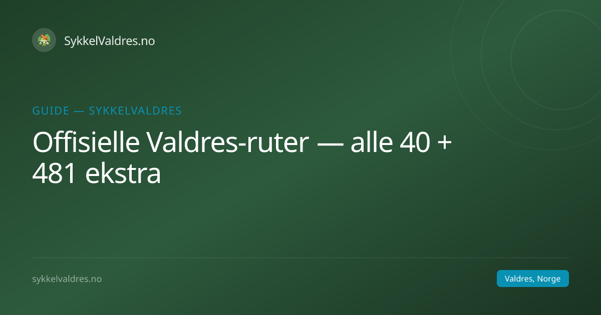 Offisielle Valdres-ruter — alle 40 + 481 ekstra | SykkelValdres